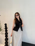 Collar Down Sleeveless Vest With Skirts Sets